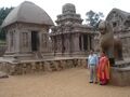 Laxman Burdak & Gomati Burdak at Draupadi Ratha-Arjuna Ratha- Lion sculpture, Mahabalipuram