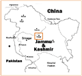 Location of Kargil with respect to the Line of Control