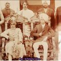 H.H. Maharaja Kishan Singh of Bharatpur (left side), Maharaja Brijendra Singh of Faridkot (right side), Raja Raghunath Singh of Bharatpur in centre standing at Faridkot wedding of H H. Maharaja Kishan Singh of Bharatpur 1914. Credit:- Raja Raghuraj Singh Of Bharatpur.